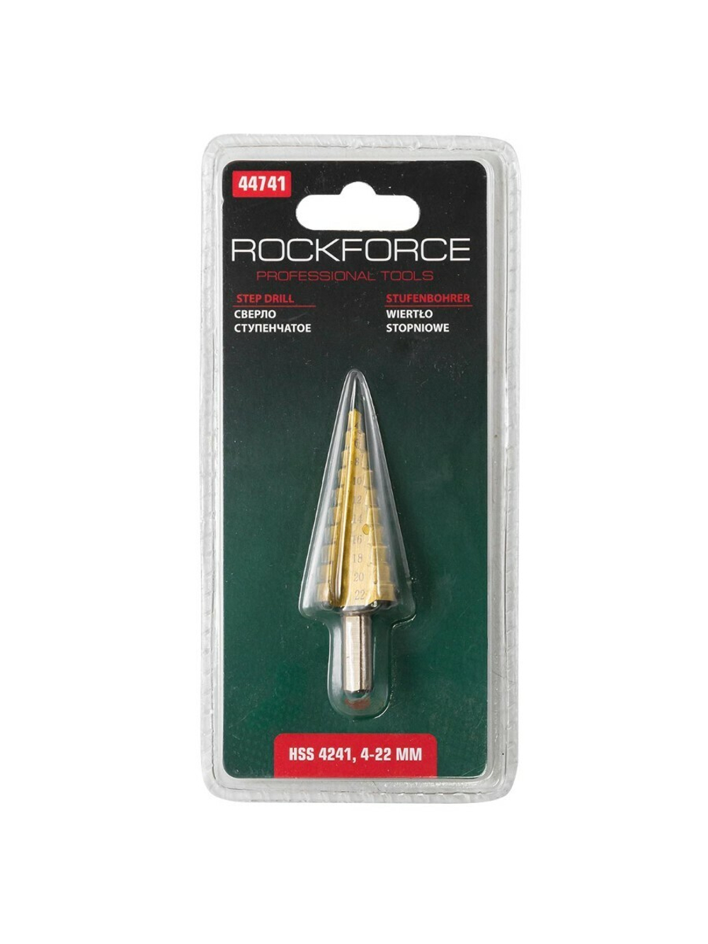 Сверло ступенчатое HSS 4241(4-22мм), в блистере RockForce##Rock FORCE RF-44741