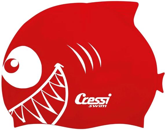 Шапочка для плавания детская Cressi Silicone Kids Cap Shark красная