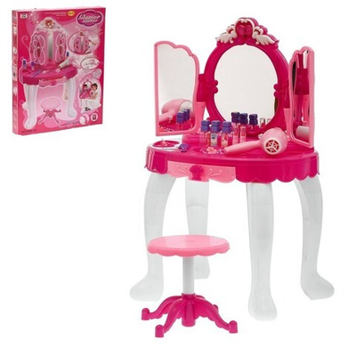 Игровой набор Волшебница: столик с зеркалом, аксессуарами, феном, с пультом управления, МР3, высота 72 см, работает от батареек,