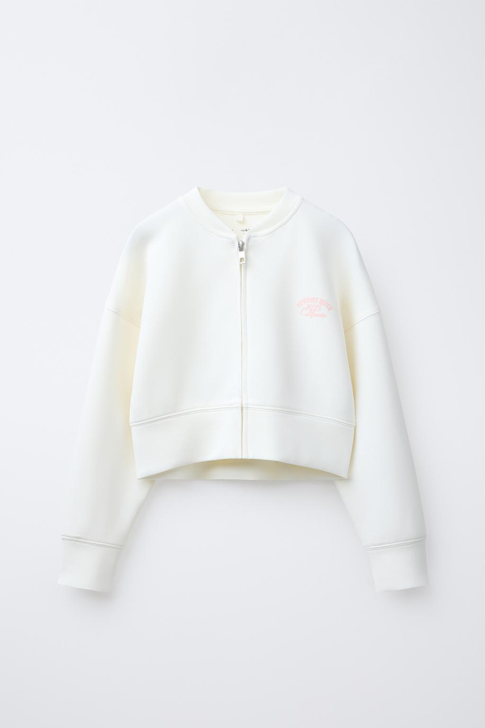 ZARA УКОРОЧЕННАЯ ТОЛСТОВКА ИЗ СМЕСОВОГО МОДАЛА С ЗАСТЕЖКОЙ-МОЛНИЕЙ, БЕЛЫЙ