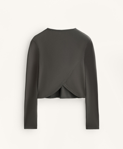 Oysho Укороченная футболка с перекрестной спинкой, антрацитовый