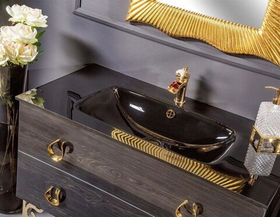 Раковина-столешница стеклянная моноблок 80 ARMADI ART 852-080-BW BlackWood