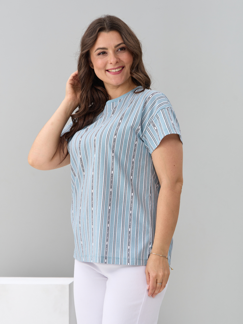 Футболка Фк-127/шалфей-полоскабуквы