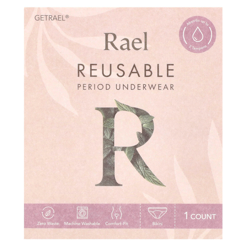 Rael, Многоразовое нижнее белье, бикини, среднее, черное, 1 шт.