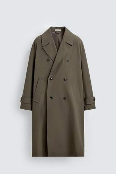 ZARA ТЕНЧ FLUIDO OVERSIZE FIT, СЕРО-КОРИЧНЕВЫЙ