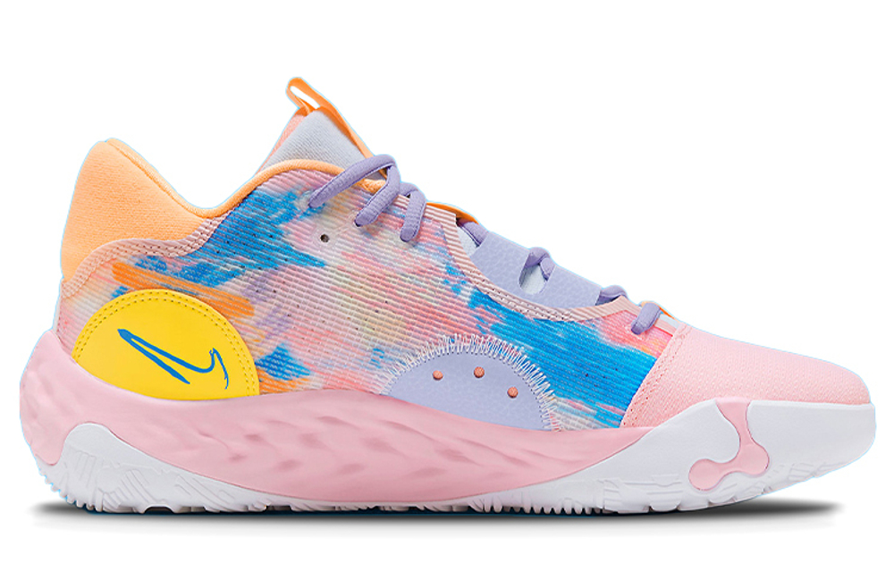 Nike PG 6 "Printed Swoosh" Paul George 6 round head lace-up shock absorption, non-slip, wear-resistant, wrapping support, low-cut actual combat basketball shoes, men's pink and blue domestic version