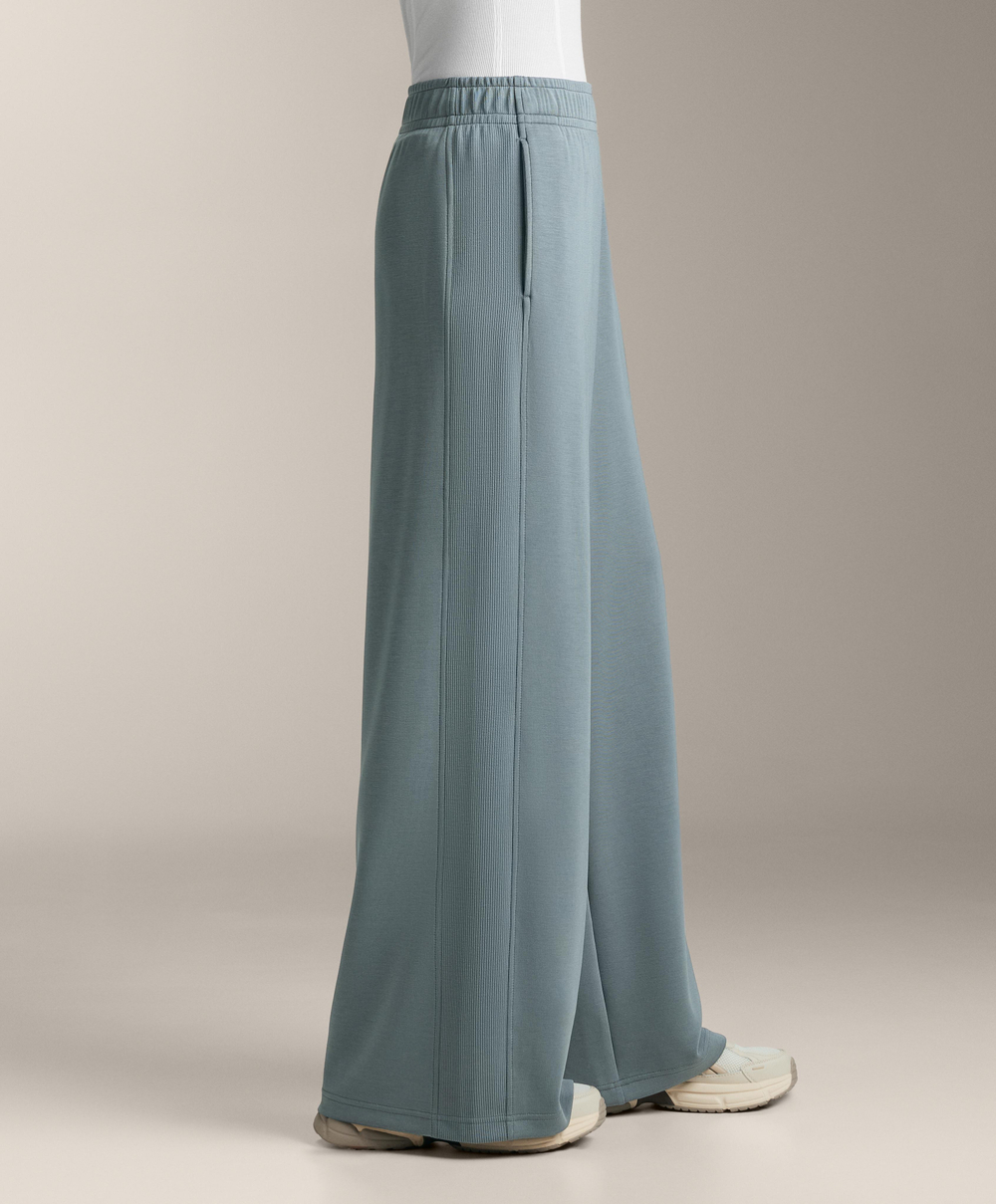 OYSHO Брюки прямого кроя с ребристой отделкой и модала, серо-синий