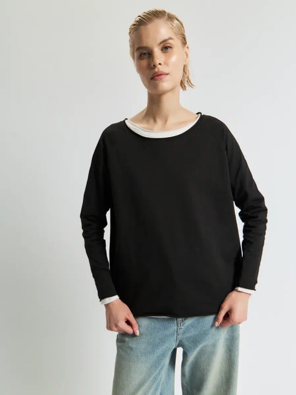 Лонгслив оверсайз реглан черный