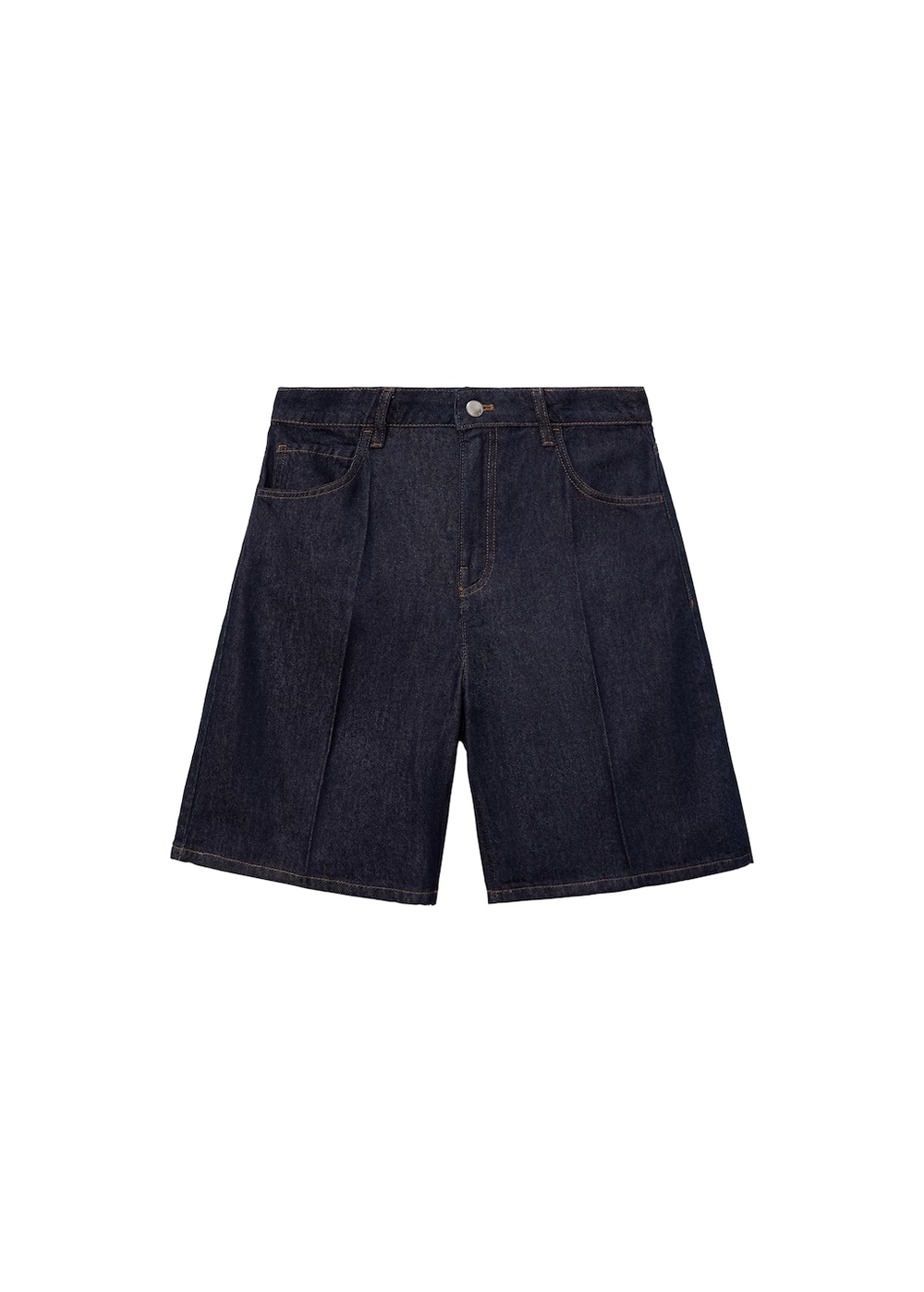 Джинсовые бермуды с высокой посадкой и эффектом потертости