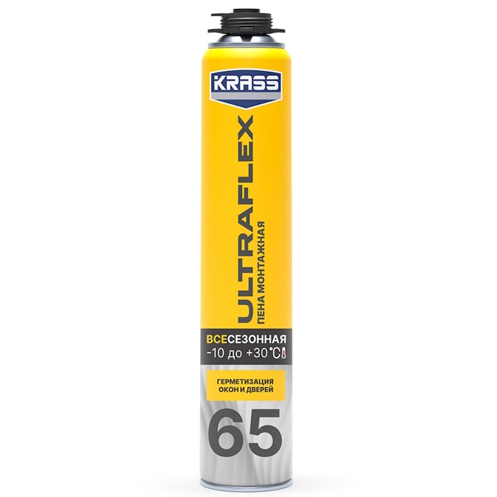 Пена монтажная KRASS ULTRAFLEX  профи 820мл  65л всесезонная