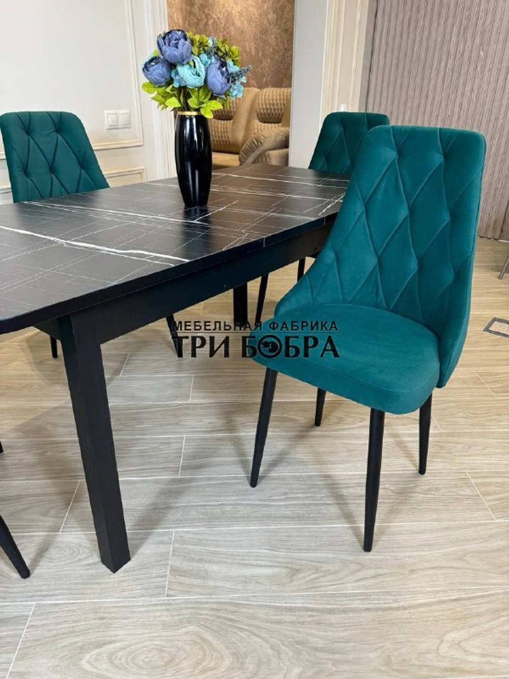 Большой кухонный стол "МАКСИ" Тунис и стулья "ЛОНДОН" 4 шт