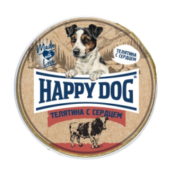 Happy Dog консервы для собак с телятиной и сердем 125 г паштет (ал.баночка) (Россия) Natur Line
