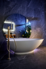 Cмеситель для ванны Gessi Anello, напольный, с душевой лейкой, встраиваемый, цвет Brass Brushed PVD