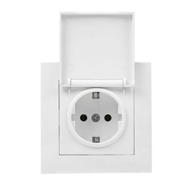 Валенсия розетка 1-местная с/з 16А белая с крышкой и защ, штор, IP44 EKF PROxima