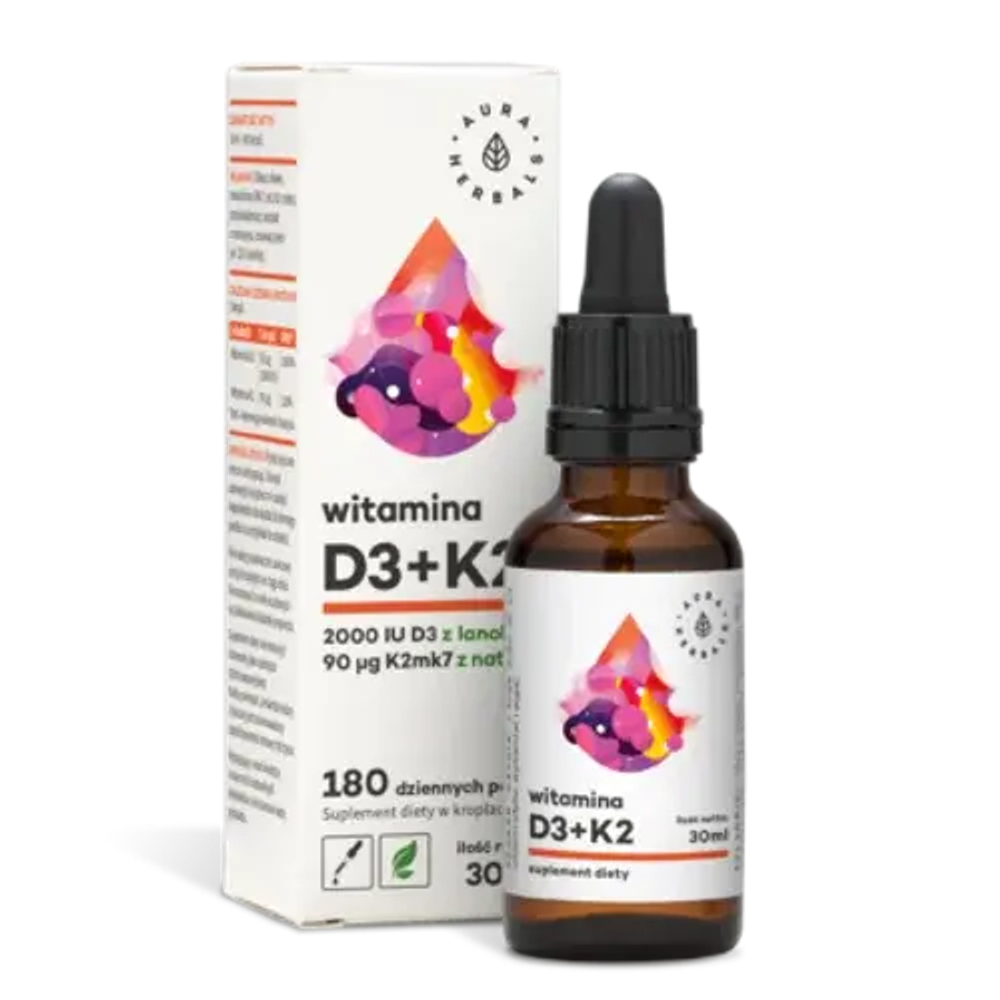 Aura Herbals Витамин D3 2000 K2 MK 7 капель, 30 мл