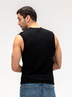 Майка мужская хлопковая на широких лямках Черная