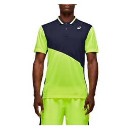 ASICS, COURT M POLO SHIRT, SAFETY YELLOW/PEACOAT, MEN, 2XL
