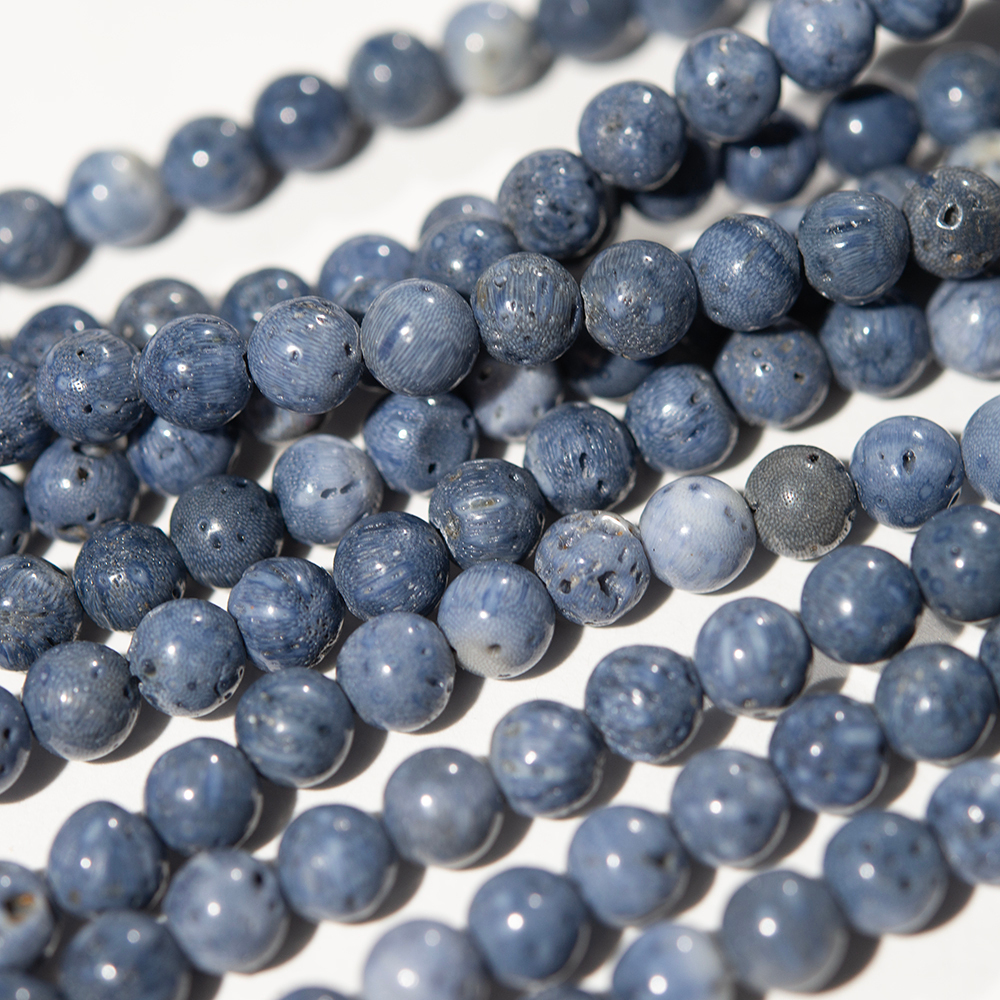 Голубой коралл Акори натуральный, бусины в форме шара 6,5мм