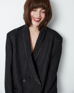 Жакет двубортный из хлопка и шелка Стелла Маккартни черный