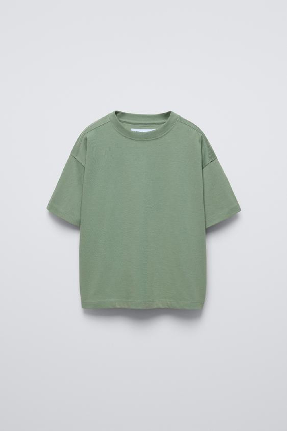 ZARA ОДНОТОННАЯ ФУТБОЛКА, СВЕТЛО-ЗЕЛЕНЫЙ