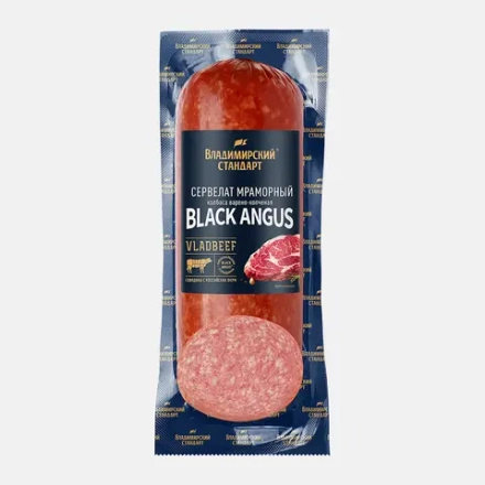 Колбаса Владимирский стандарт Сервелат Мраморный варено-копченый 270г