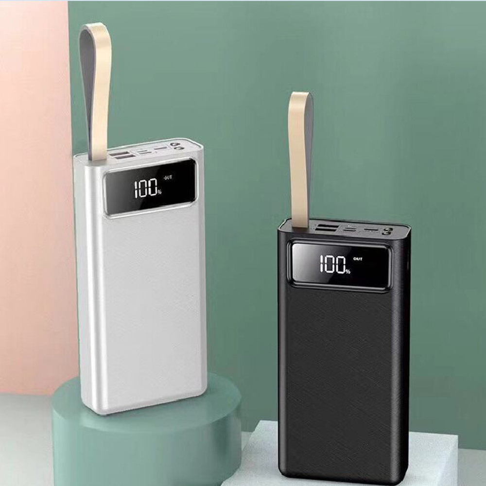 Power Bank внешний аккумулятор 40000 mAh с быстрой зарядкой и фонариком, черный