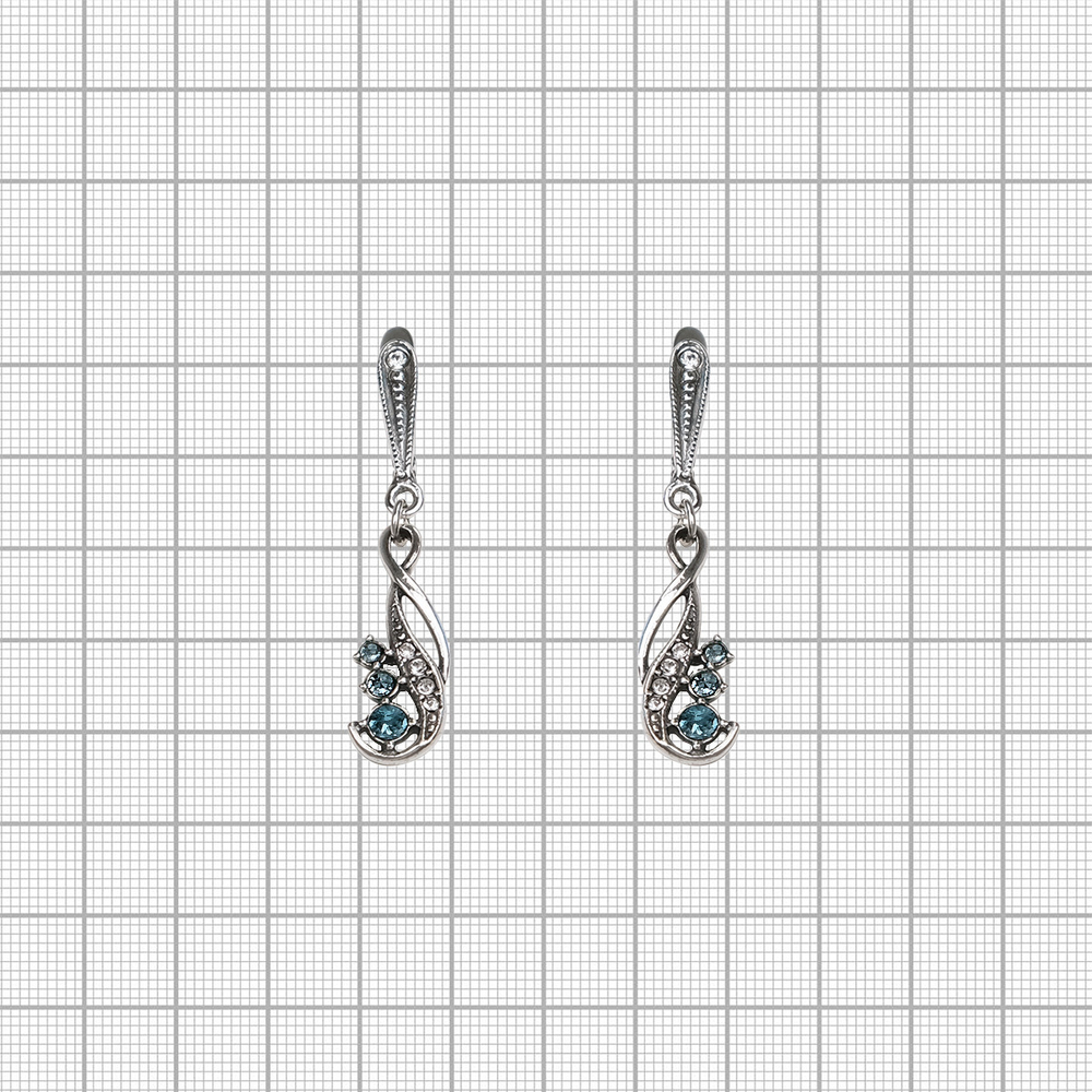 "Флерт" серьги в серебряном покрытии из коллекции "Изумрудные мечты" от Jenavi  с английским замком