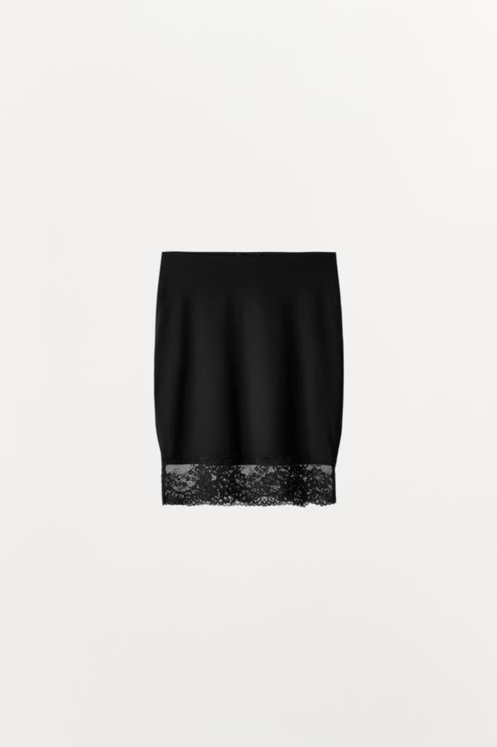 ZARA ЮБКА ИЗ ПОЛИАМИДА С КРУЖЕВОМ, ЧЕРНЫЙ