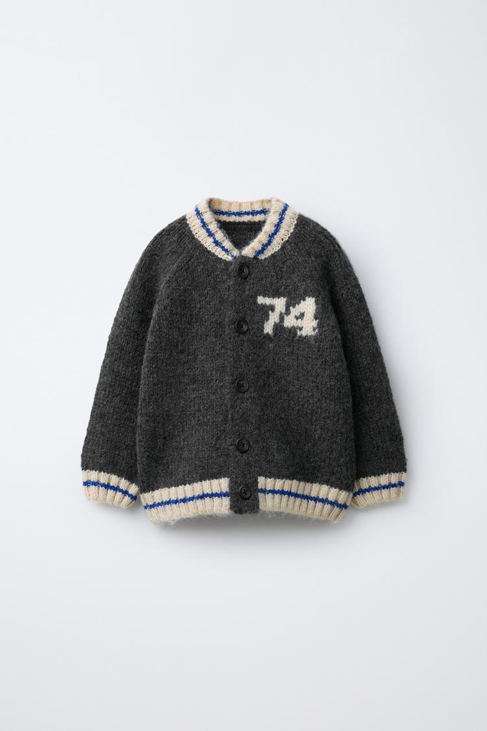 ZARA КАРДИГАН ИЗ СМЕСОВОЙ ШЕРСТИ С ЦИФРОВЫМ ПРИНТОМ, МАРЕНГО МЕЛАНЖ