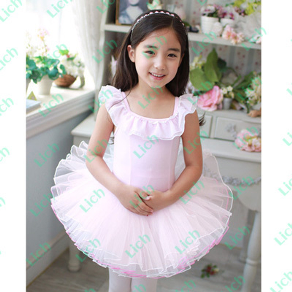 Платье для занятия танцами с оборками и юбкой-пачкой