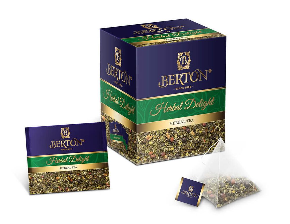 Чай зеленый Berton Травяное удовольствие в пакетиках на чашку, 20 шт.