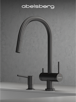 Смеситель для кухни Abelsberg Aera EMF71709GM c вытяжным изливом и возможностью подключения фильтра для воды, цвет космическая сталь, PVD покрытие