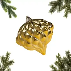 Украшение пластиковое Луковица Винтаж 15 см., глянцевый, золотой, ЕлкиТорг (150127)