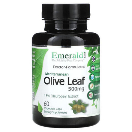 Зелень и зеленые овощи Emerald Laboratories, Листья средиземноморской оливы, 500 мг, 60 растительных капсул