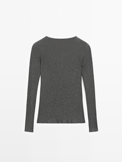 Massimo Dutti Футболка с длинным рукавом, серый меланж