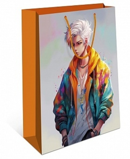 Пакет подарочный, Парень (стиль аниме), 32*26*12 см.