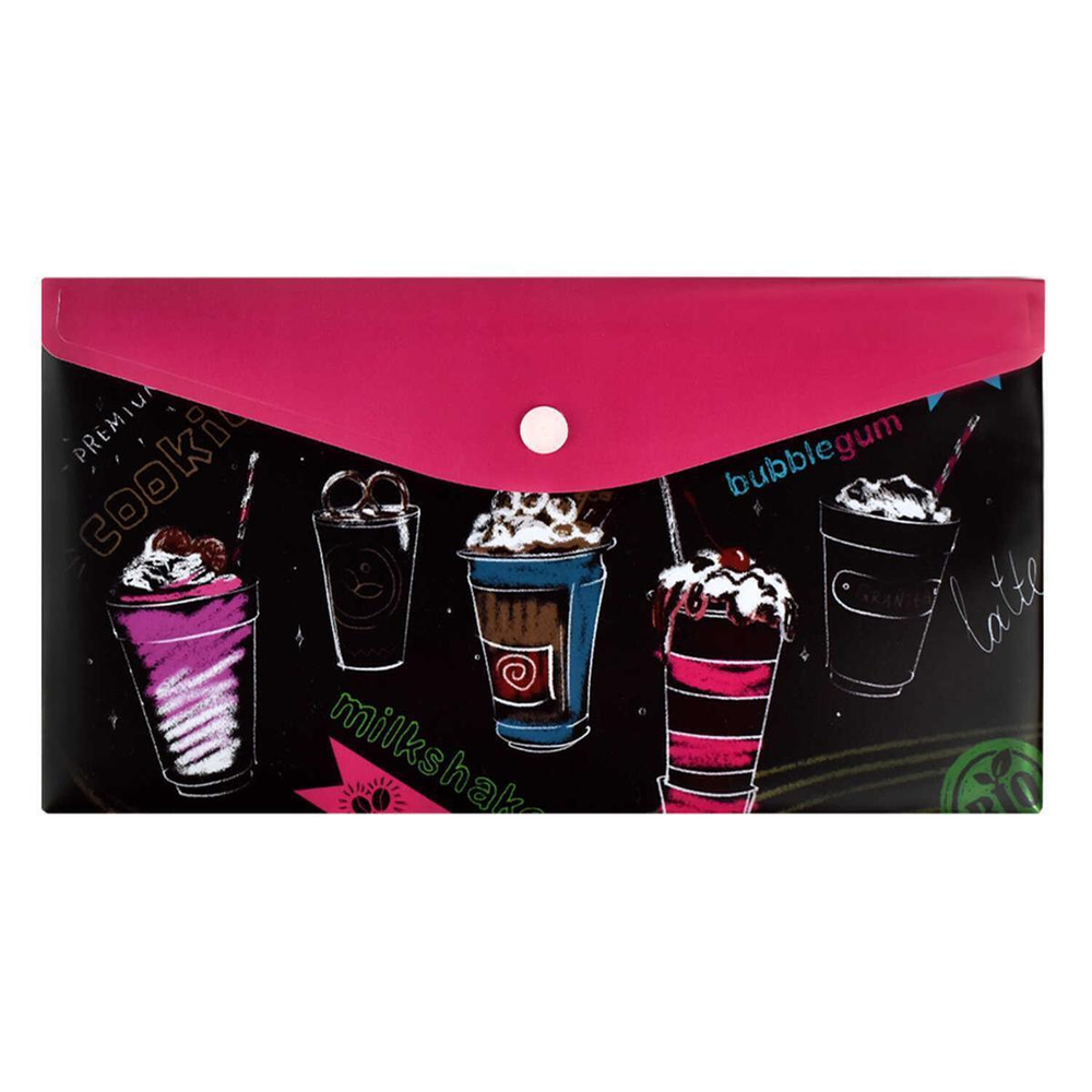 Папка д/документов на кнопке 26x14см 1 отд. "Коктейли" (Феникс+)