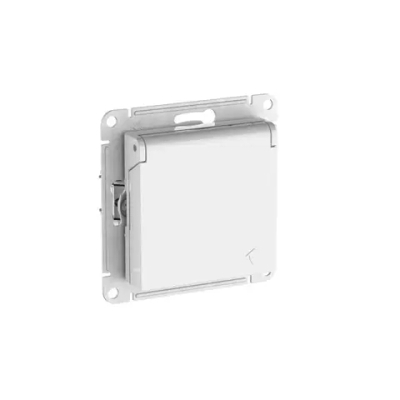 ATLASDESIGN РОЗЕТКА с заземлением со шторками с крышкой,16А,IP20, мех.,быстрозажим. клем., БЕЛЫЙ
