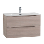 Тумба с раковиной подвесная BelBagno MARINO-CER-MINI-900-2C-SO-RG-P Rovere Grigio, раковина белая BB-8099-3-90