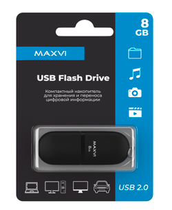 Карта памяти Maxvi USB SF 8GB black (FD8GBUSB20C10SF)