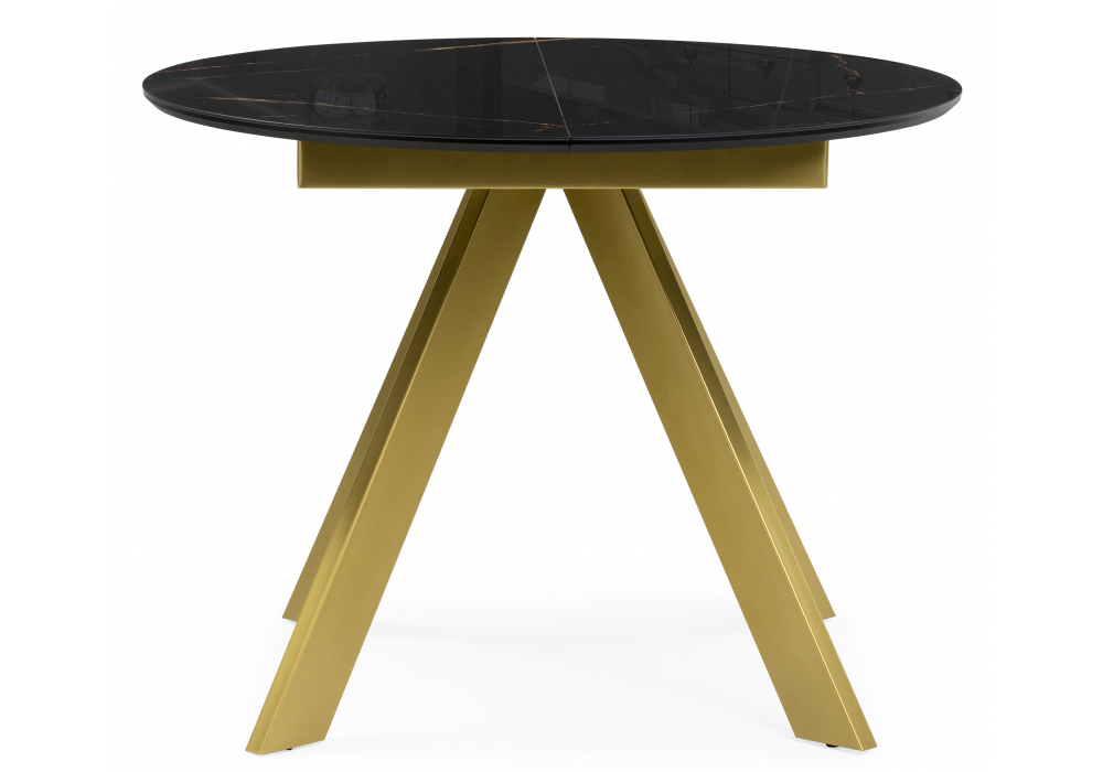 Стол стеклянный Woodville Галвестон 100х76 обсидиан, черный, золото