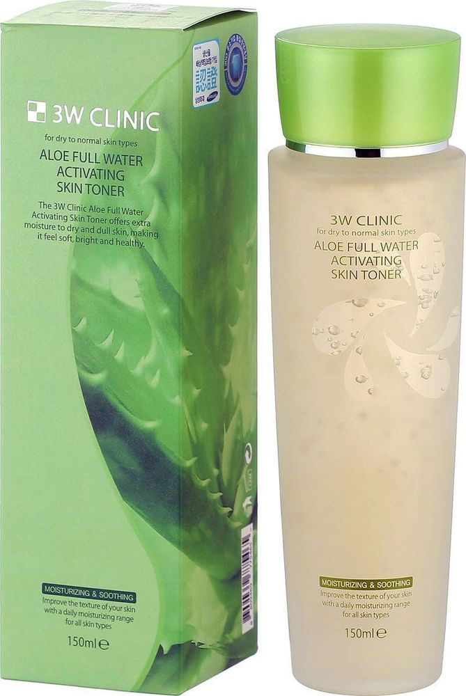 Тонер для лица 3W Clinic Aloe Full Water Activating Skin с экстрактом алоэ вера Toner 150 мл