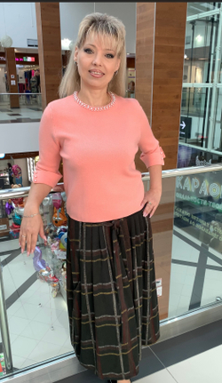 Теплая длинная юбка в клетку с карманами