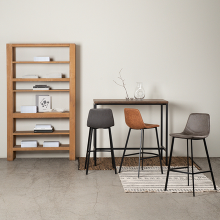 Стул барный Bergenson Bjorn Hugh, экокожа, серо-коричневый