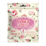 Губка-салфетка ГОЛУБУШКА "Супервпитывающая" 15х15см, 3 шт целлюлоза