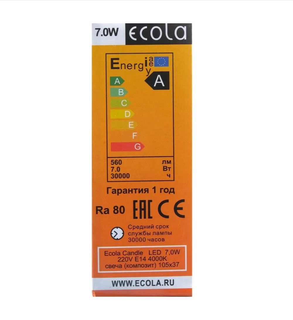 Светодиодная лампа Ecola 7W/C37/220V/E14/4000K