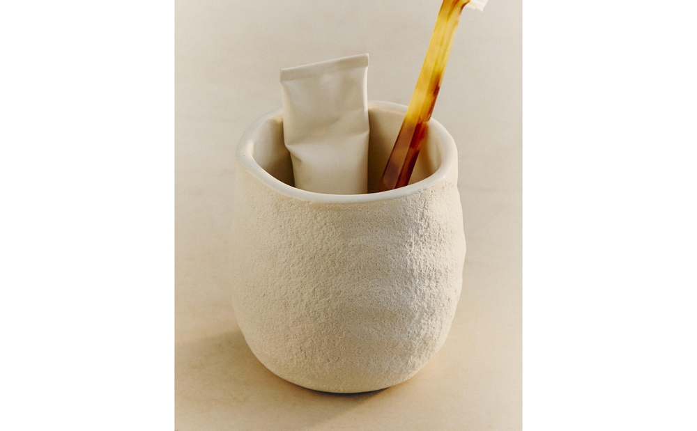Zara Home стакан для ванной комнаты, керамика, экрю
