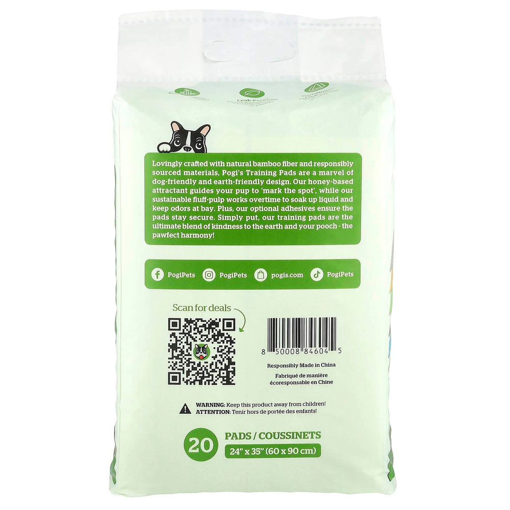 Pogi's Pet Supplies, Earth Friendly Training Pads, очень большие, 20 прокладок