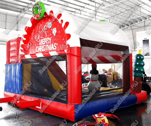 Коммерческий надувной батут "Рождественский" с крышей