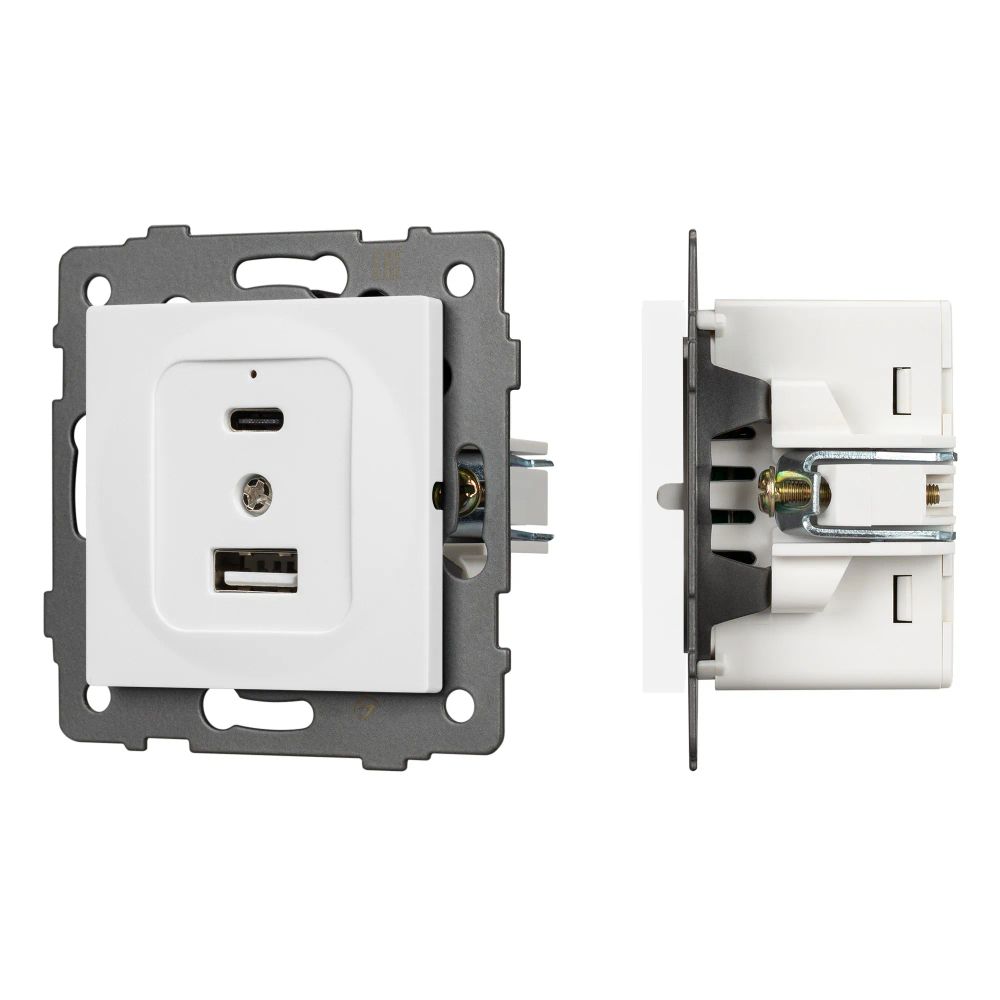 Механизм USB розетки SCT-MUAC-PL-WH-V (5V, 3A, QC4) (Arlight, -) 049839